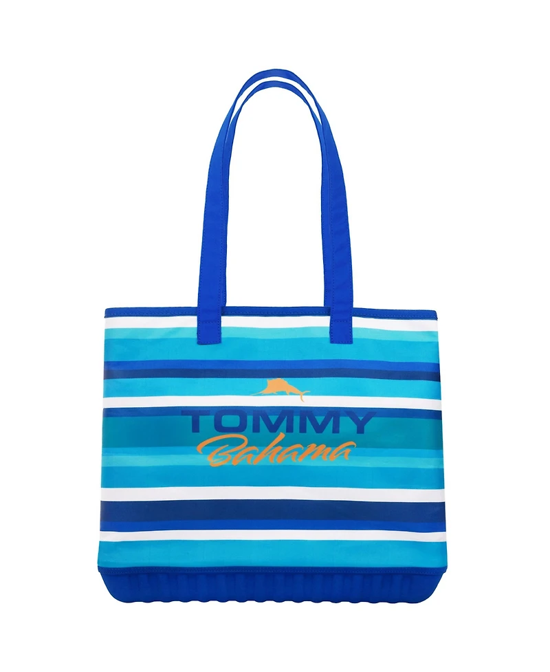 Tommy Bahama Water-Repellent Tote with Pouch – Ocean Stripe Print