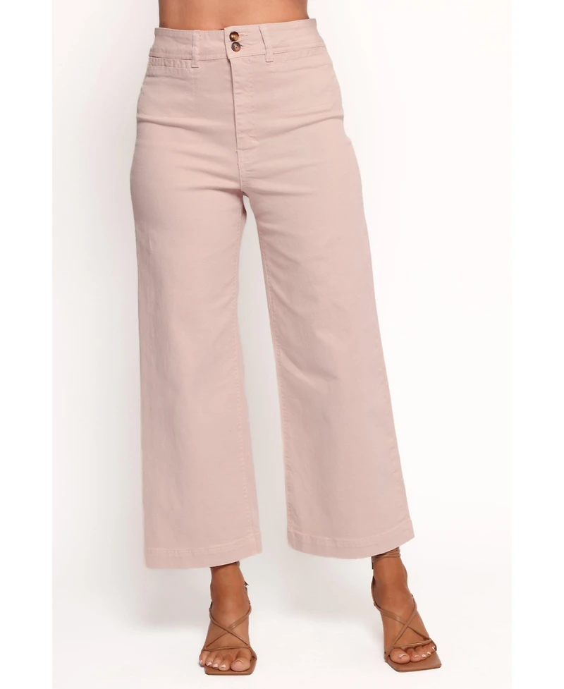 Petal and Pup Women's Gemma Cropped Wide Leg Jeans - Sepia Rose