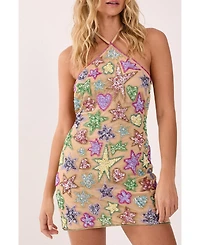 Nasty Gal Women's Embellished Halter Neck Mini Dress
