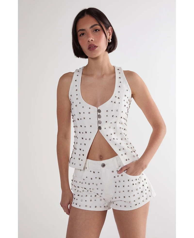 Nasty Gal Women's Studded Denim Corset Top