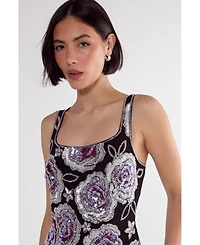 Nasty Gal Women's Beaded Flower Sequin Mini Dress