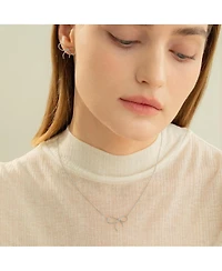 Sterling Silver 18k Gold Plated Colette Chic Bow Necklace & Stud Earrings Set