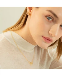 Sterling Silver 18k Gold Plated Colette Chic Bow Necklace & Stud Earrings Set