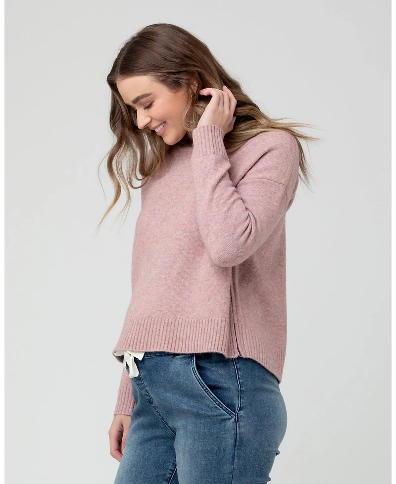 Ripe Maternity Jade Crop Nursing Knit Sweater Pink - Comfortable Wear