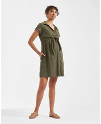 Ripe Maternity Maternity Colette Olive Tie Up Linen Dress Stylish and Comfortable Summer Wear