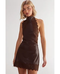 Nasty Gal Women's Faux Leather Tie Back Halter Dress