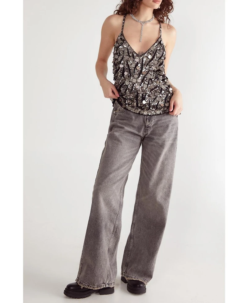 Nasty Gal Women's Mixed Disc Sequin Longline Cami Top