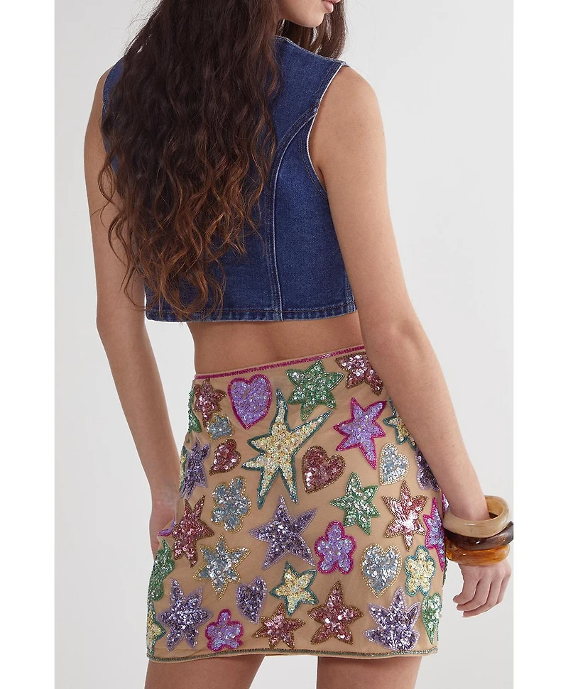 Nasty Gal Women's Hand Embellished Sequin Mini Skirt