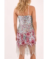 Nasty Gal Women's Star Embellished Tassel Hem Mini Dress