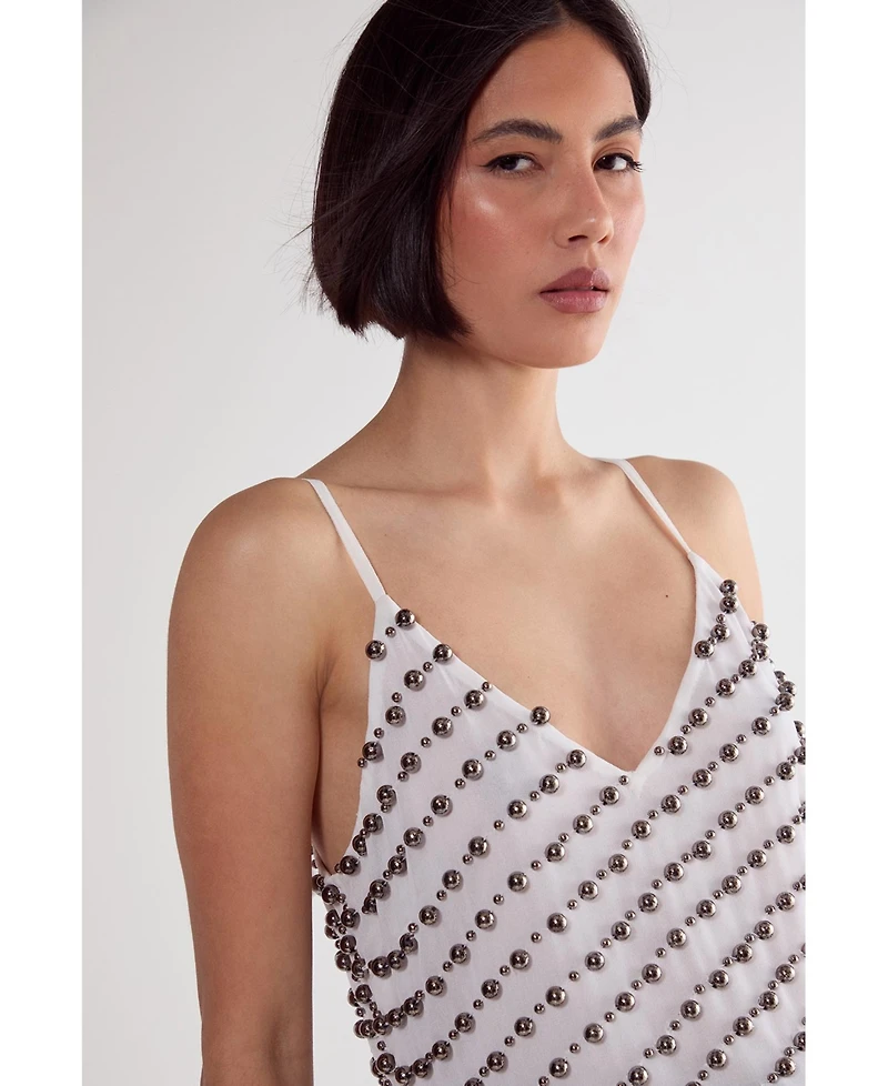 Nasty Gal Women's Studded Asymmetric Fringed Cami Top