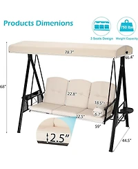 Aecojoy 3-Seat Porch Swings with Adjustable Canopy