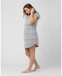 Ripe Maternity Woman's Stevie Nursing Nightie Silver, White, and Black - Comfortable Wear