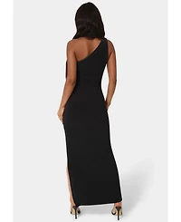 Bebe Women's One Shoulder High Slit Maxi Dress