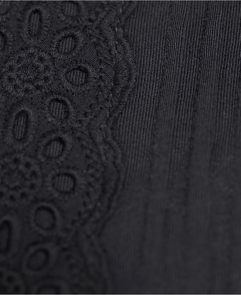 Lands' End Plus 3/4 Sleeve Lightweight Jersey Embellished Top
