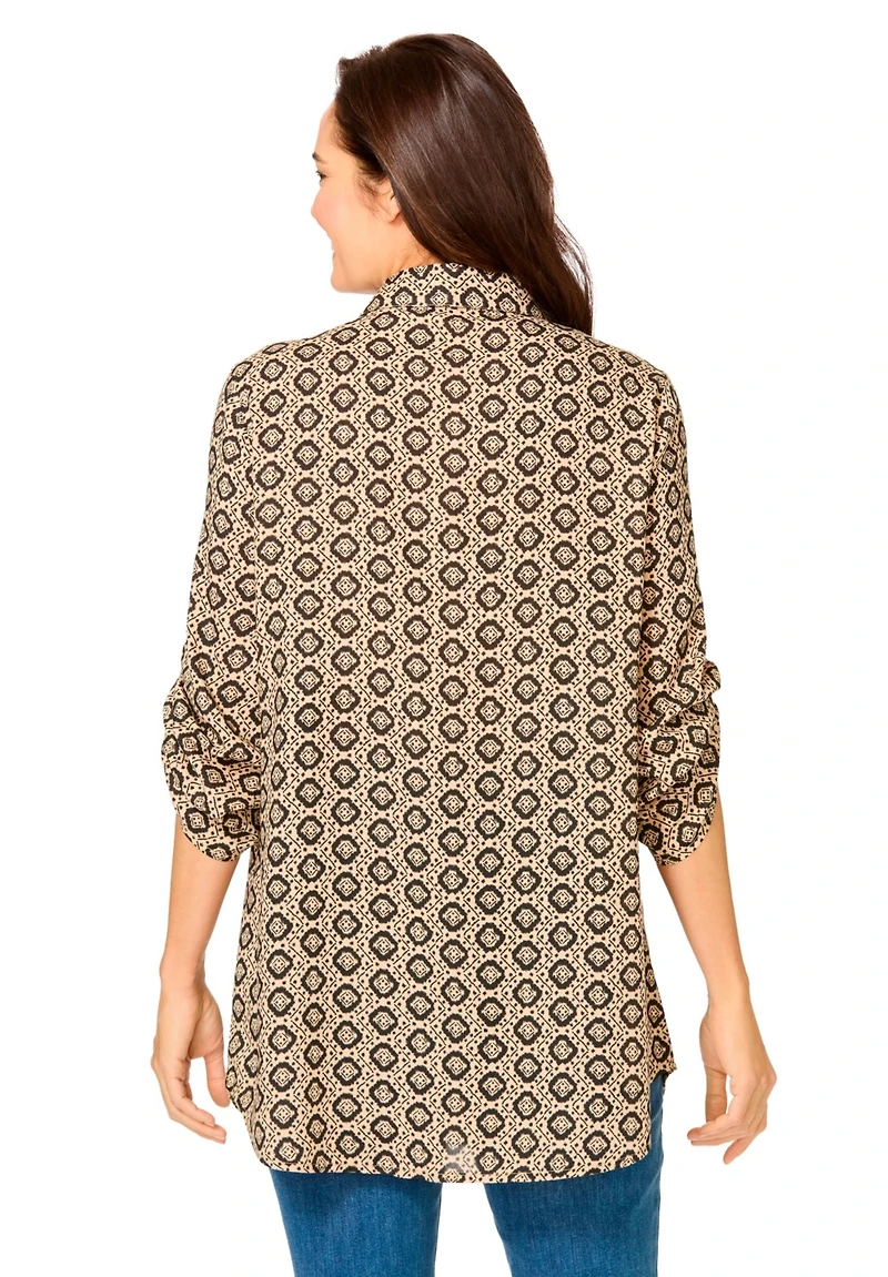 Woman Within Women's Plus Rayon 7-Day Pintucked Tunic Blouse