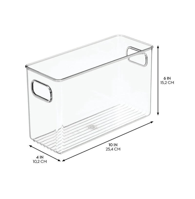 iDesign Set of 4 Pantry Storage Bins with Handles - Clear