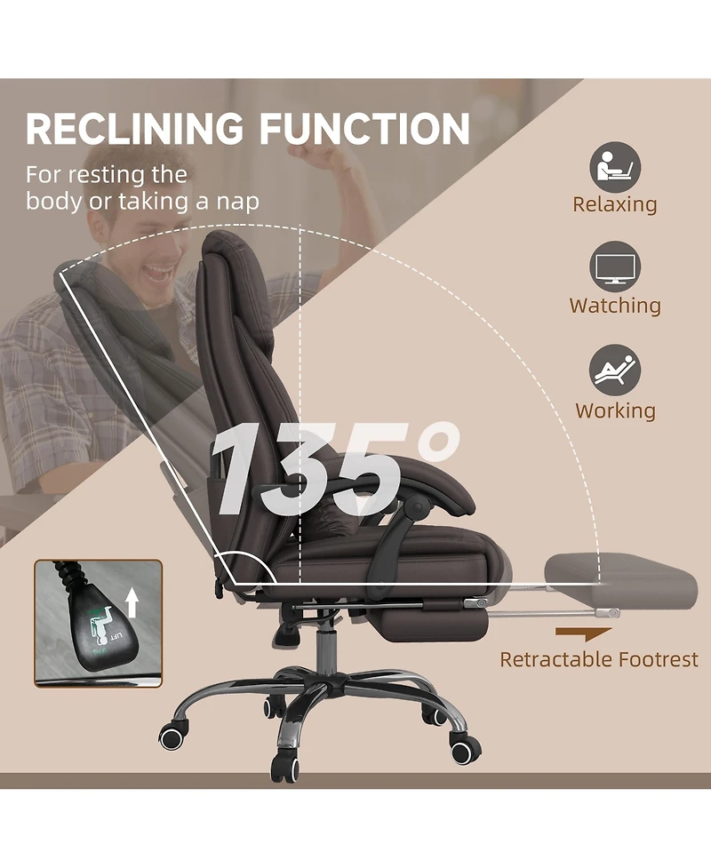 Vinsetto Executive Office Chair with Kneading Massage Swivel Wheels
