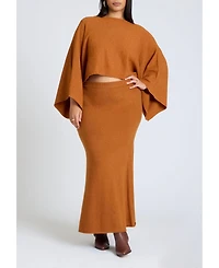 Eloquii Women's Plus Draped Cropped Sweater