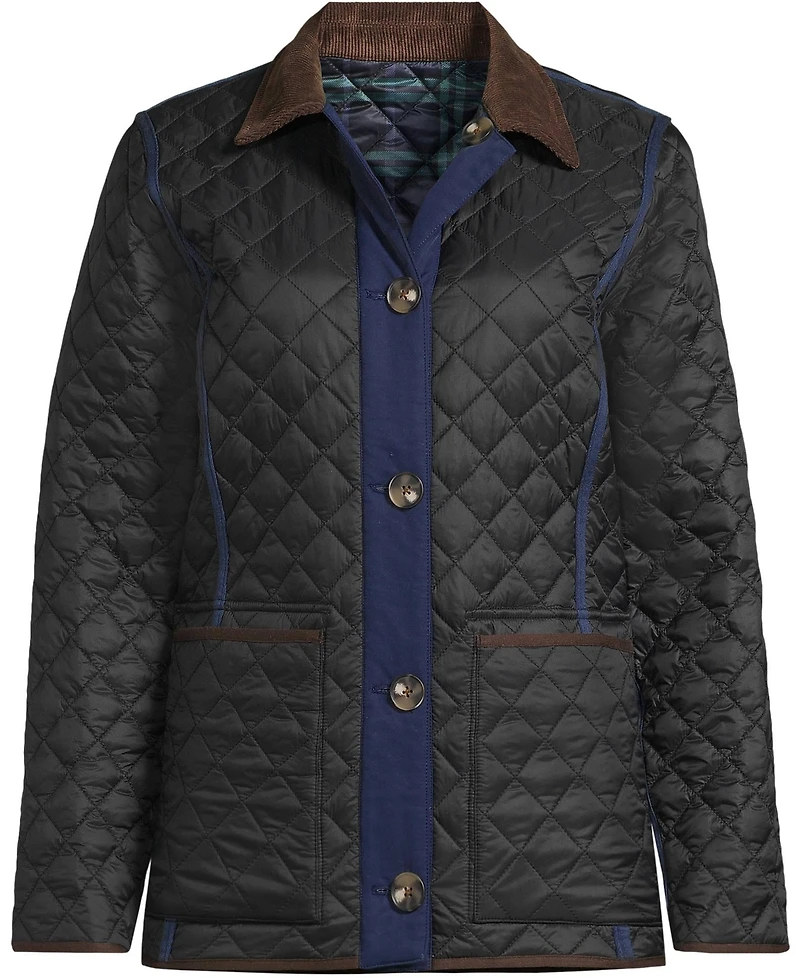Lands' End Women's Print Reversible Barn Quilted Insulated Jacket