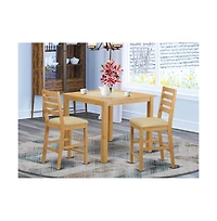 East West Furniture CAFE3-oak-c 3 Pc counter height Dining room set-pub Table and 2 counter height stool