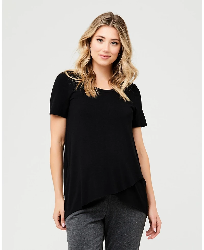Ripe Maternity Maternity Comfortable Black Short Sleeve Nursing Top