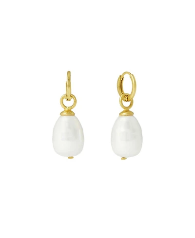 Ottoman Hands Ava Pearl Drop Huggie Earrings
