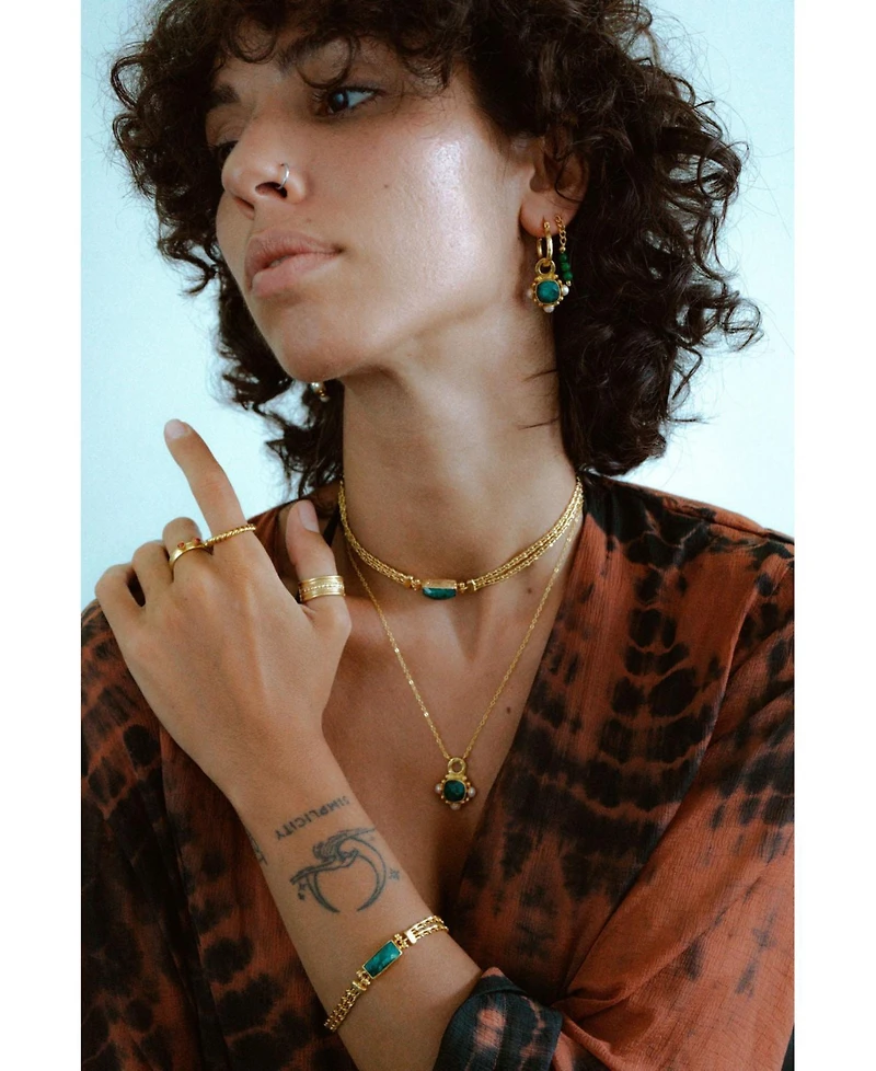 Ottoman Hands Esther Pearl Drop Hoop Earrings
