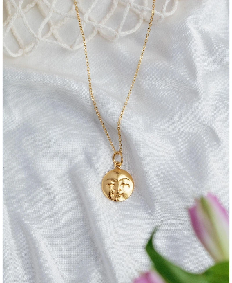 Ottoman Hands Moon Face Pendant Necklace