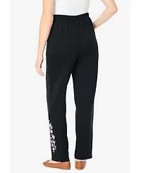 Woman Within Plus 7-Day Embroidered Straight-Leg Knit Pant