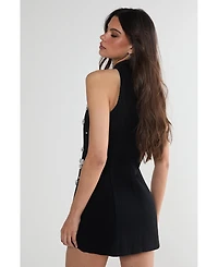 Embellished Applique Mini Dress