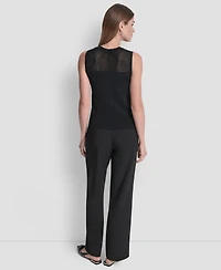 Dkny Women's Sleeveless Mesh Yoke Sweater