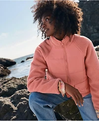 Lands' End Women's Mixed Media High Pile Fleece Jacket