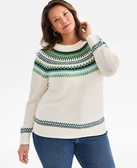 Style & Co Plus Size Fair Isle Crewneck Pullover Sweater, Macy's Exclusive