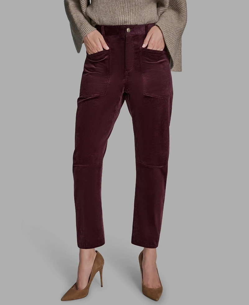 Bcbg Women's Velvet Barrel Mid Rise Dropped Crotch Pants