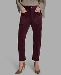 Bcbg Women's Velvet Barrel Mid Rise Dropped Crotch Pants