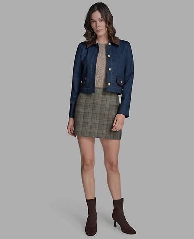 Bcbg Women's Collared Long Sleeve Denim Jacket