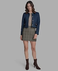 Bcbg Women's Collared Long Sleeve Denim Jacket