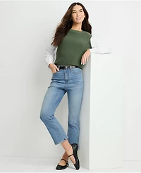 Lands' End Women's Recover Denim High Rise Kick Flare Crop Jeans