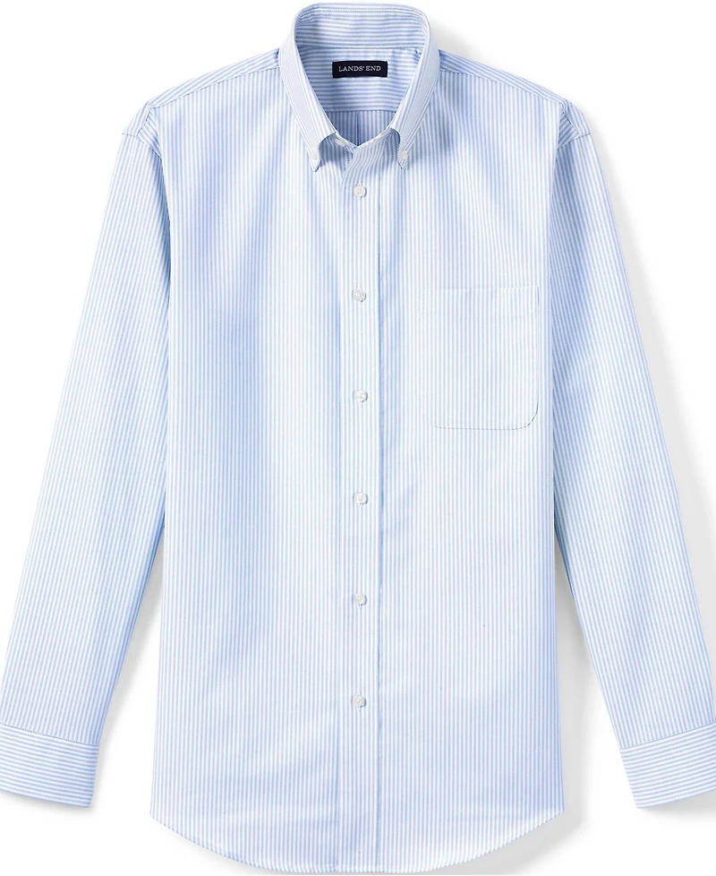 Lands' End Men's Long Sleeve Striped Oxford Dress Shirt