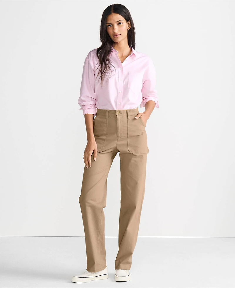 Lands' End Women's Herringbone Chino High Rise Utility Pants