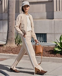 Lands' End Women's Sport Knit High Rise Relaxed Straight Leg Side Stripe Pants