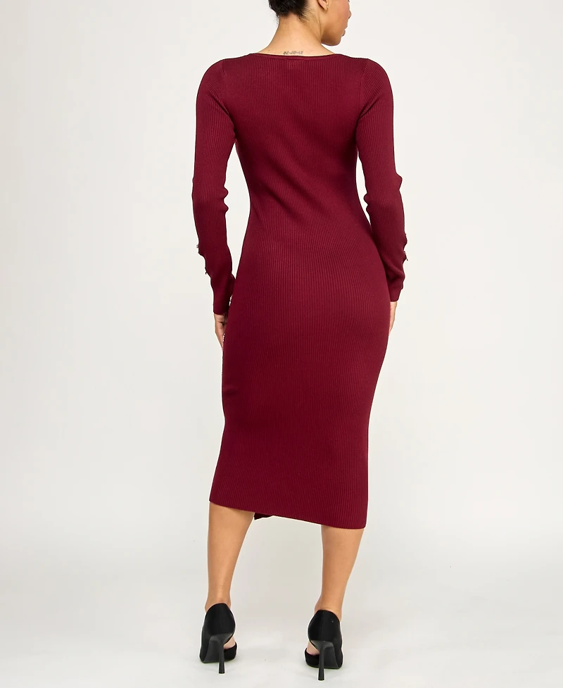 Rosie Harlow Women's Bow Rhinestone Long Sleeve Sweater Dress