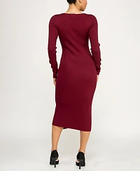 Rosie Harlow Women's Bow Rhinestone Long Sleeve Sweater Dress