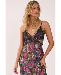 Nasty Gal Women's Satin Lace Maxi Slip Dress