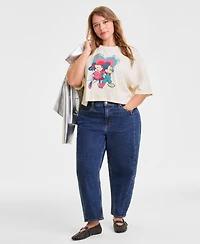 Disney | Macy's Plus Mickey Mouse & Minnie Cropped Short-Sleeve Tee, Exclusive