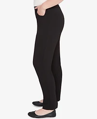 Alfred Dunner Women's Jet Setter Black Crepe Knit Short Length Pants