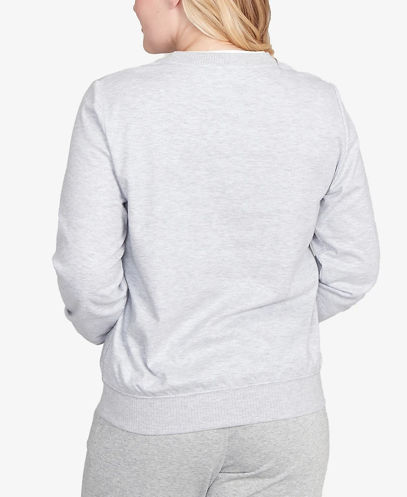 Alfred Dunner Women's Casual Vibe Embroidered Patchwork Long Sleeve Top