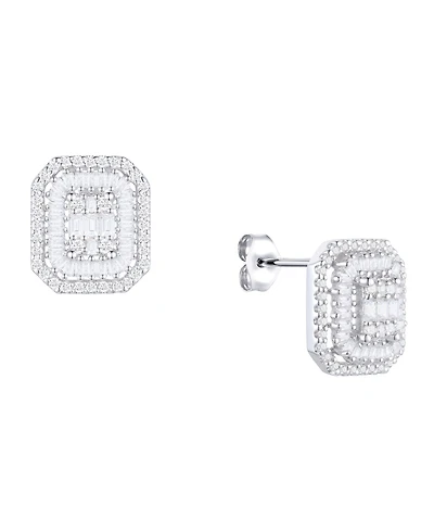 Diamond Baguette & Round Earrings (1/2 ct. t.w.) 14k Yellow or White Gold