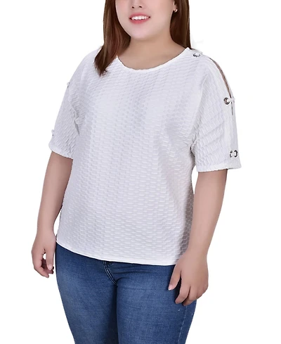 Ny Collection Plus Honeycomb Open Shoulder Tunic