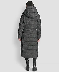 Dkny Women's Bibbed Shawl Collar Hooded Puffer Coat